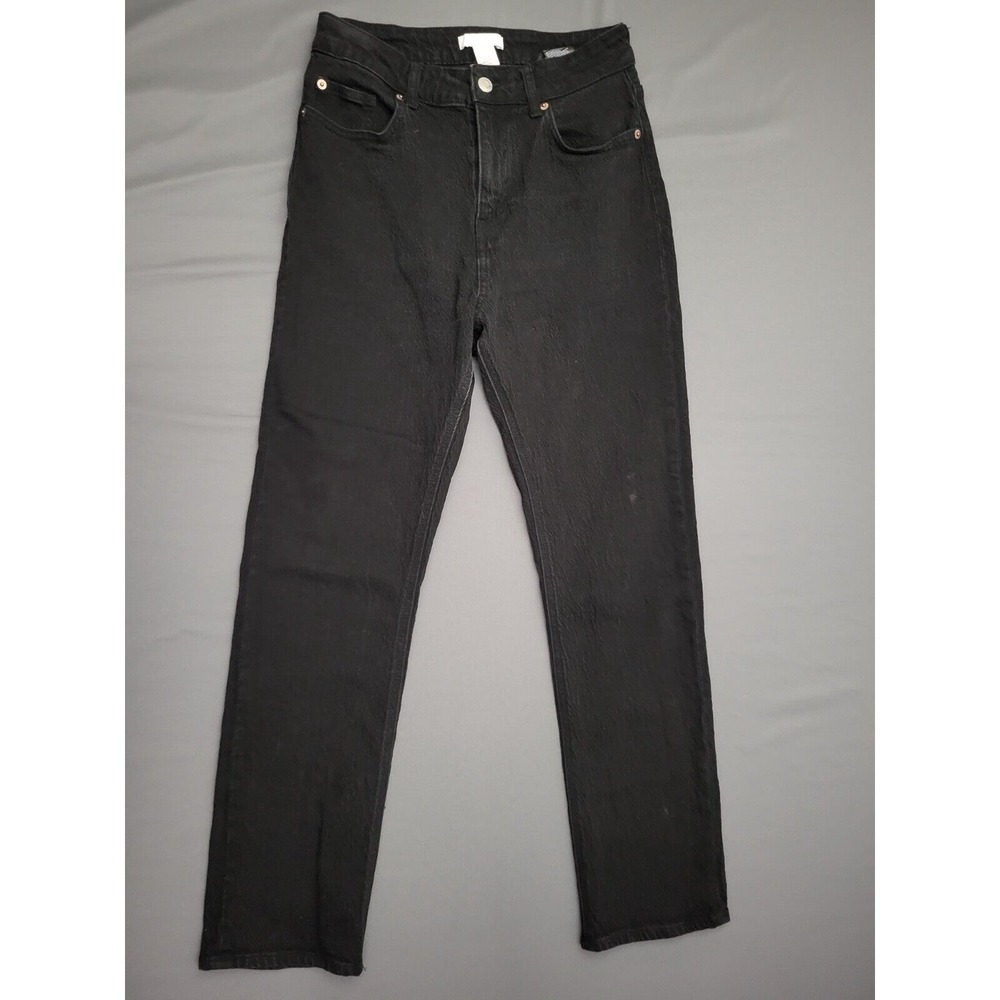 HM Womens Black High Rise Straight Leg Jeans Size 8 Denim Pants‎ Y2K
